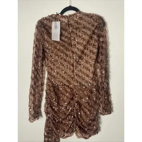 Camila Coelho | Cataleya Sequin Mini Dress in Caramel Brown size S NWT - Picture 12 of 14